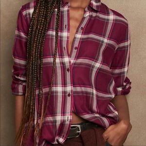 Banana Republic Boyfriend Flannel in Beetroot